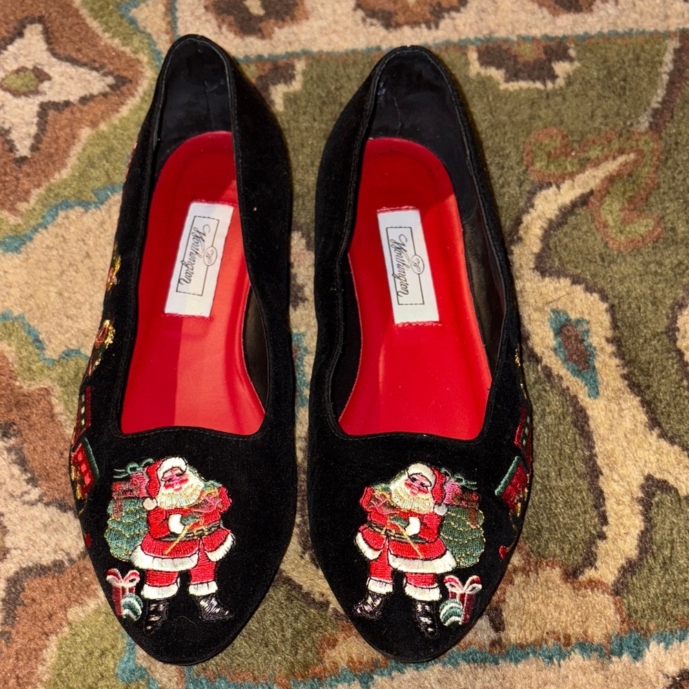 Worthington Vintage Christmas Velour Flats SZ 8M
